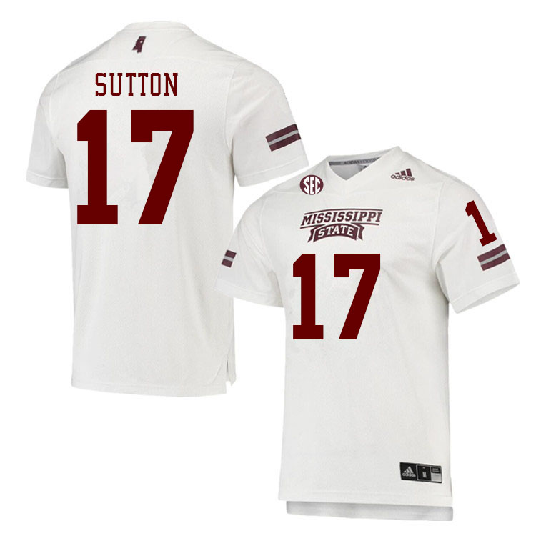 Men #17 Vic Sutton Mississippi State Bulldogs College Football Jerseys Stitched Sale-White